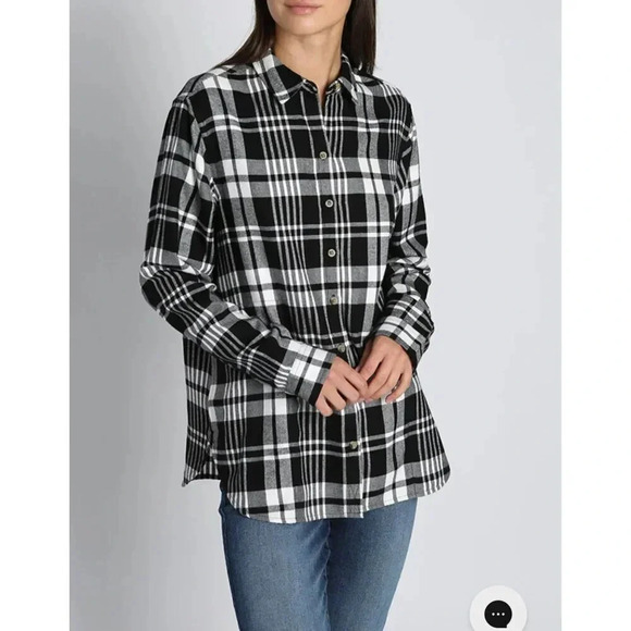 Jachs Girlfriend Oversized Plaid Flannel Black & White Size XL - Picture 1 of 5